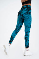 Seamless Tie-dye leggings petroleum green