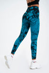 Seamless Tie-dye leggings petroleum green