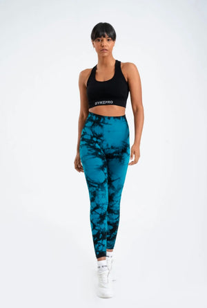 Seamless Tie-dye leggings petroleum green