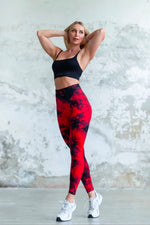 Seamless Tie-dye leggings Red