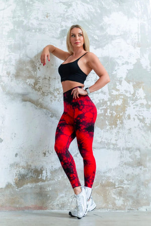 Seamless Tie-dye leggings Red