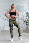 Seamless Tie-dye leggings patterned green