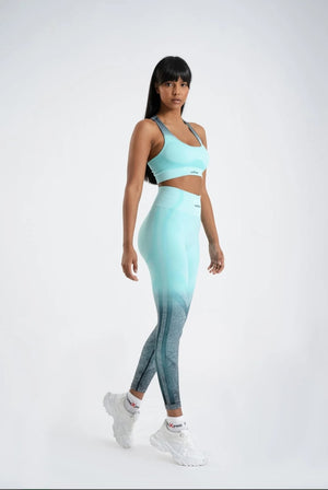 Seamless degrade leggings turquoise bra suite