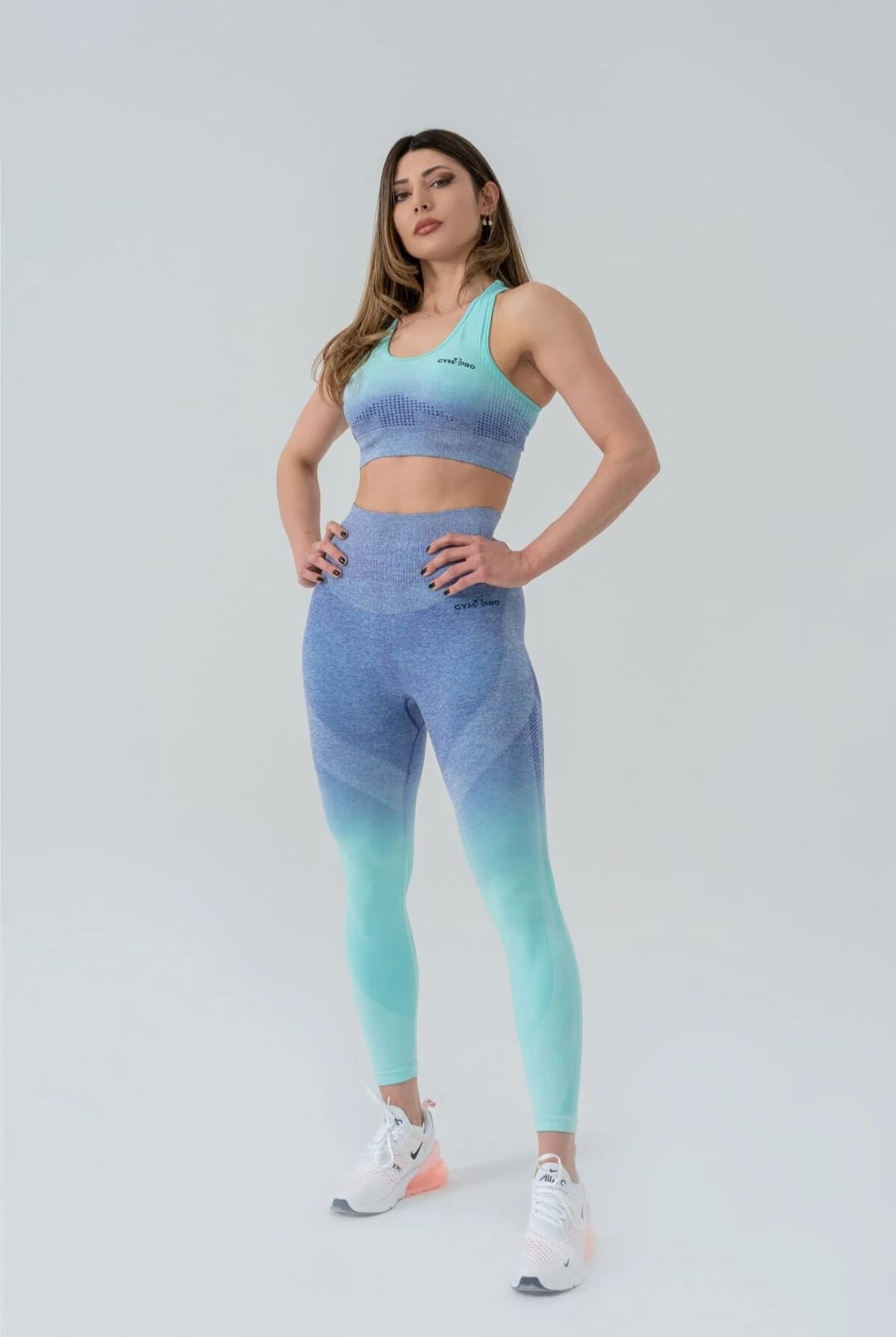 Seamless degrade leggings turquoise and blue suite