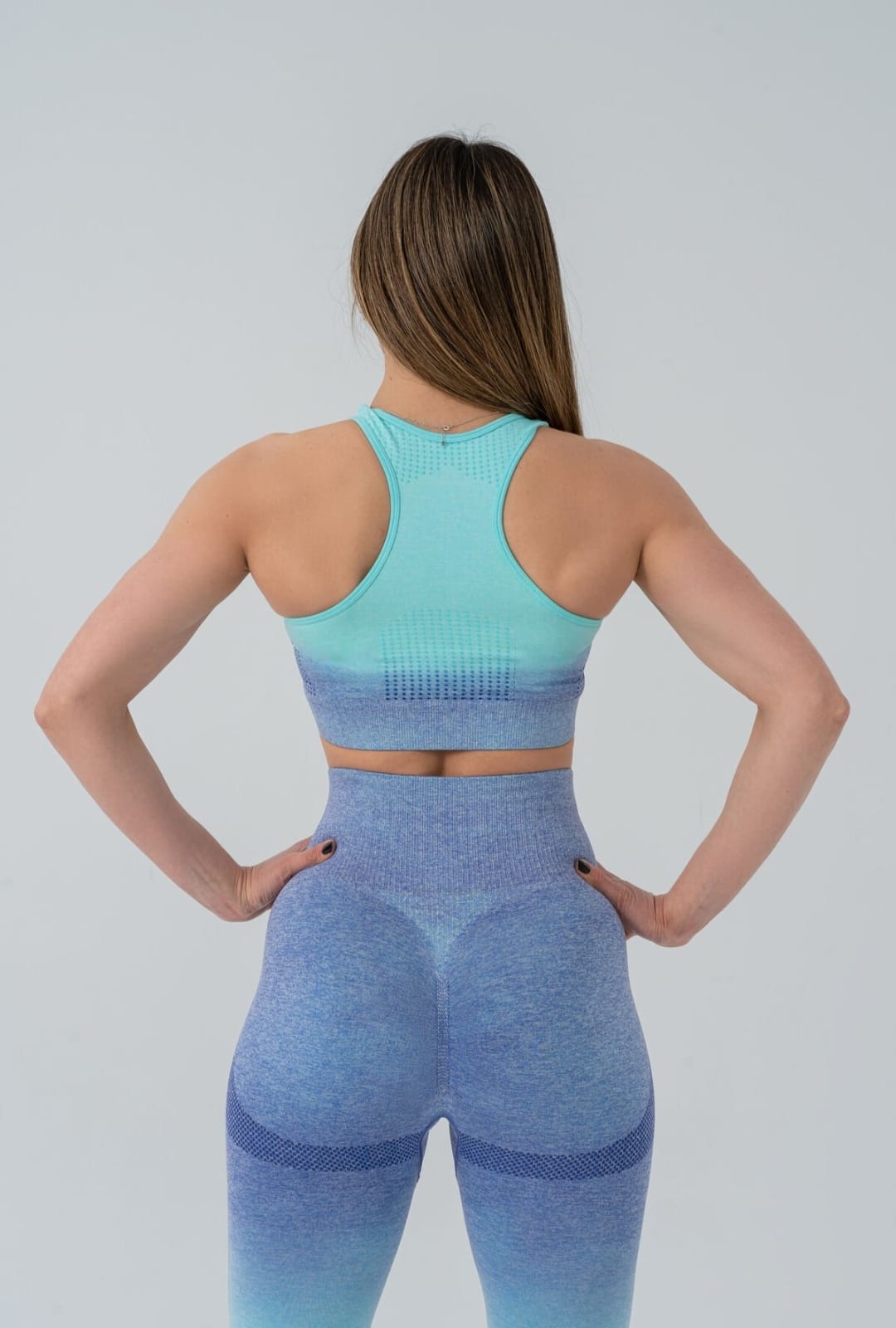 Seamless degrade leggings turquoise and blue suite