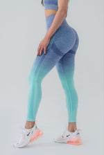 Seamless degrade leggings turquoise and blue suite