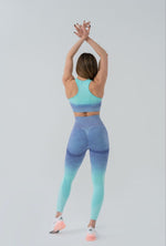 Seamless degrade leggings turquoise and blue suite