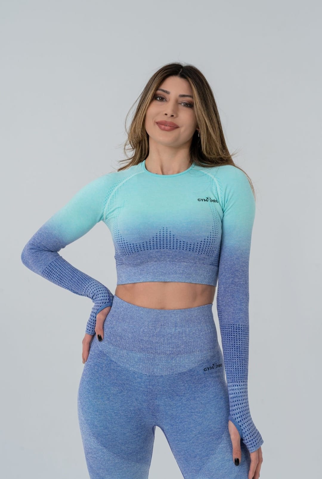 Seamless degrade leggings turquoise and blue suite