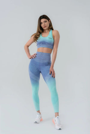 Seamless degrade leggings turquoise and blue suite