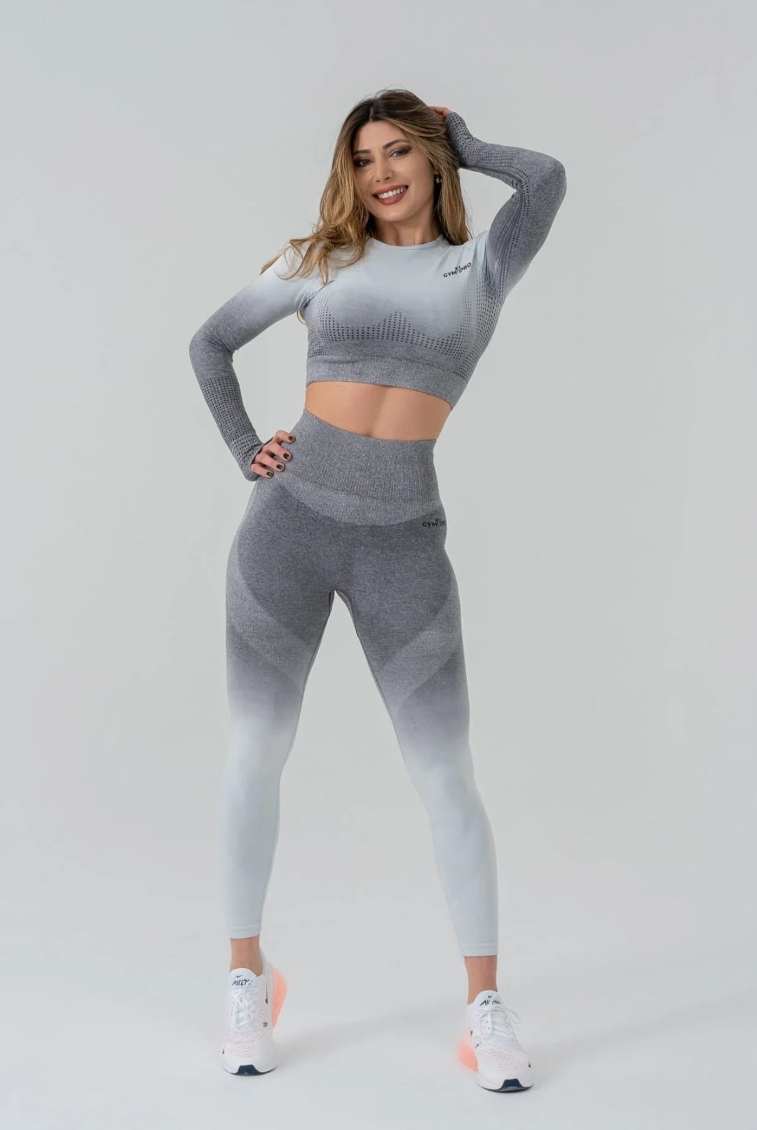 Seamless degrade leggings white and gray suite