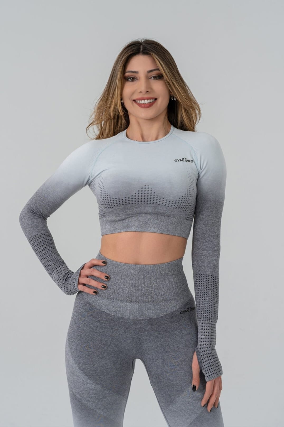 Seamless degrade leggings white and gray suite