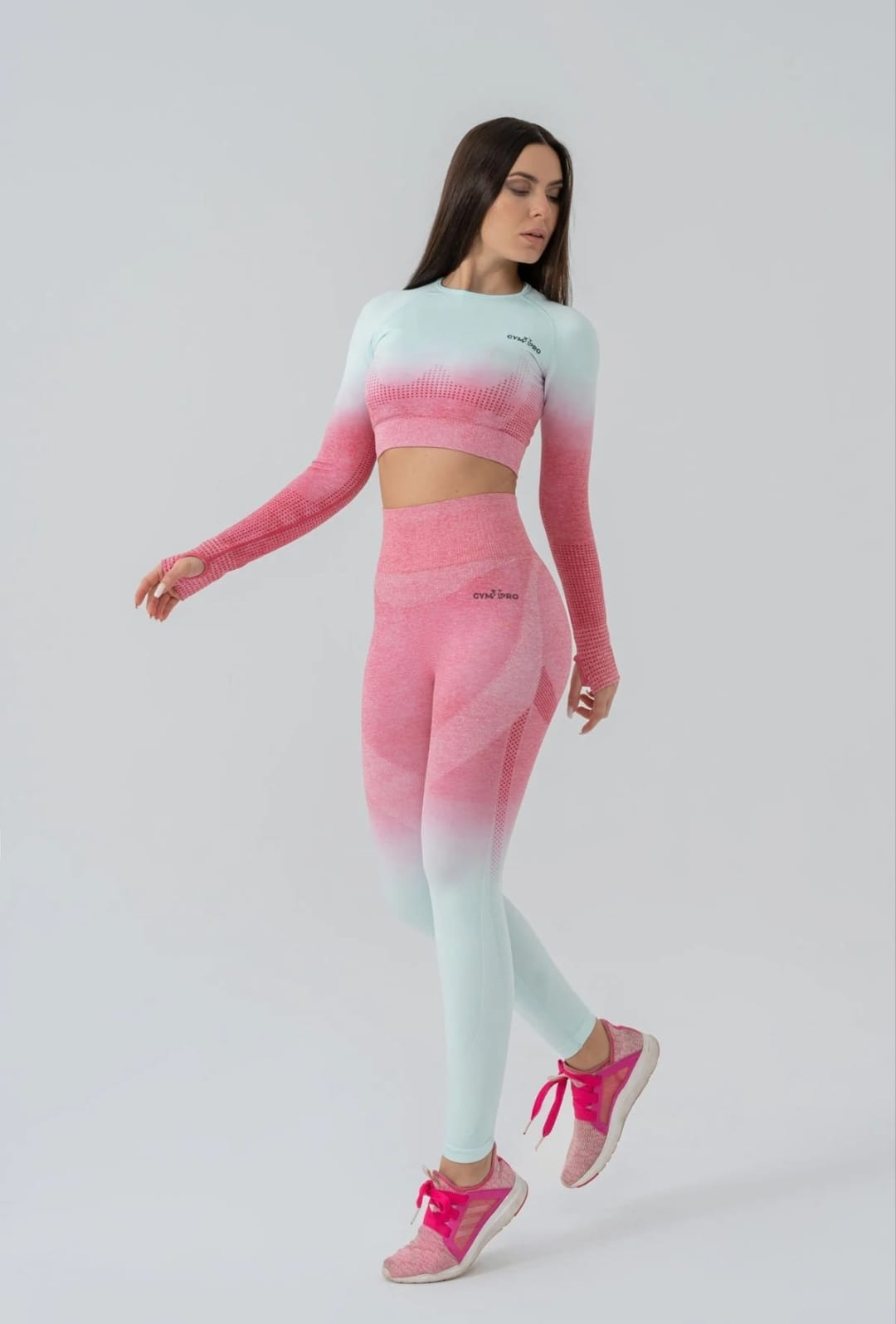 Seamless degrade leggings pink and wihte suite