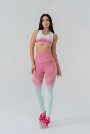 Seamless degrade leggings pink and wihte suite