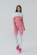 Seamless degrade leggings pink and wihte suite