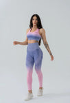 Seamless degrade leggings purple and pink suite