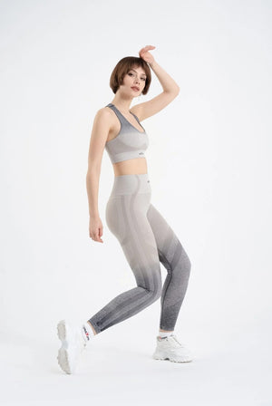 Seamless degrade leggings patterned gray and white suite bra