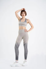 Seamless degrade leggings patterned gray and white suite bra