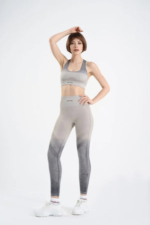 Seamless degrade leggings patterned gray and white suite bra