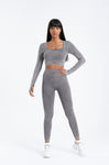 Seamless leggings suite striped gray