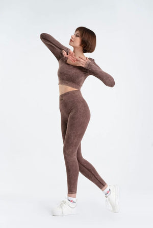 Seamless leggings suite brown