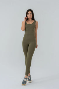 Seamless khaki green jumpsuit leggings