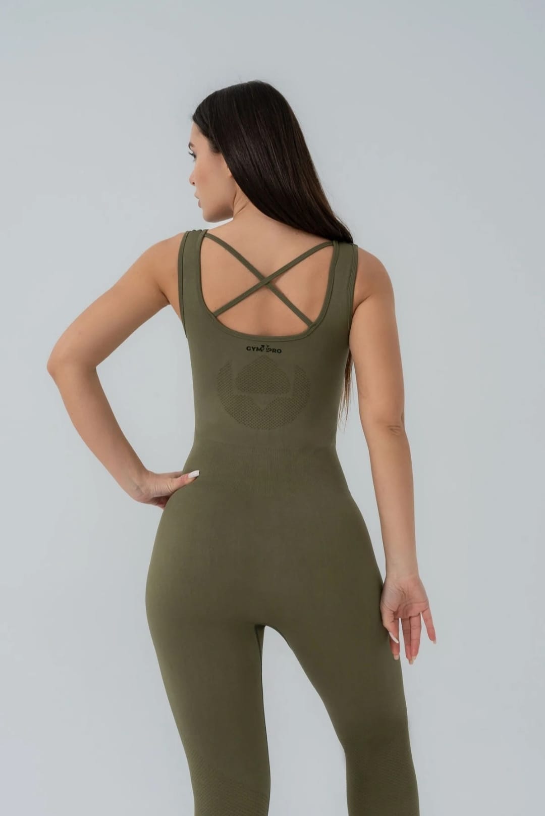 Seamless khaki green jumpsuit leggings