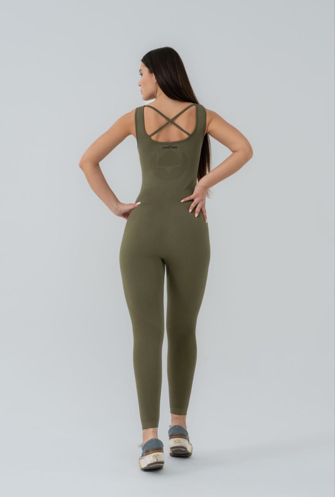 Seamless khaki green jumpsuit leggings