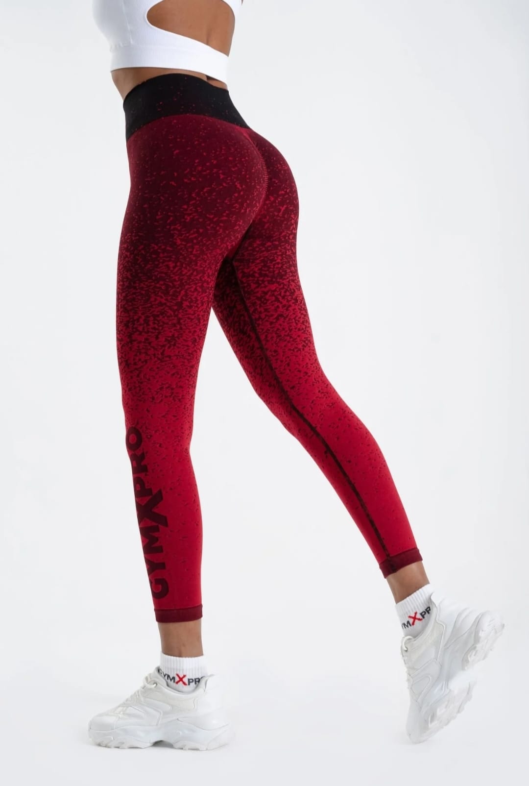 seamless red drop pattern high waist leggings