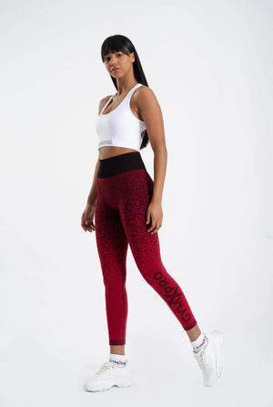 seamless red drop pattern high waist leggings