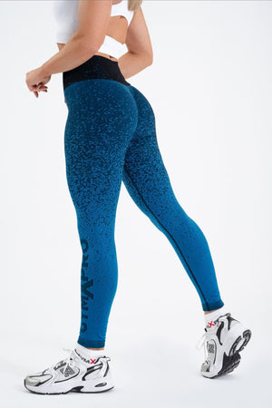 seamless petrol blue teardrop pattern high waist leggings