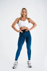 seamless petrol blue teardrop pattern high waist leggings