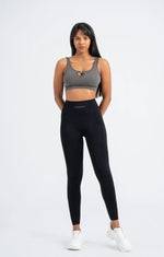 Black Ultra-Stretch Seamless Leggings - 8/9 Length with Push-Up Effect