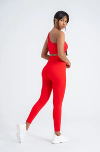 Red Perfect Fit Seamless Leggings - 8/9 Length with Push-Up Technology