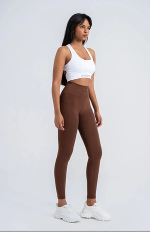 Brown Seamless Leggings - 8/9 Length with Push-Up Technology for Shaping Comfort