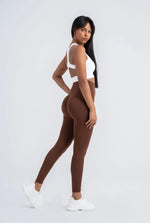 Brown Seamless Leggings - 8/9 Length with Push-Up Technology for Shaping Comfort