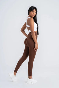 Brown Seamless Leggings - 8/9 Length with Push-Up Technology for Shaping Comfort