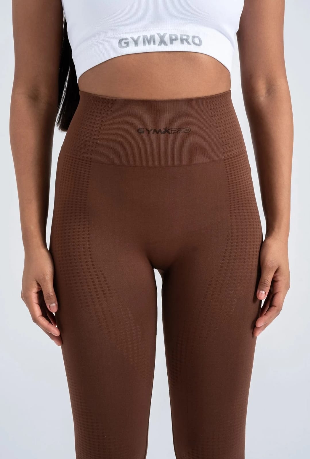 Brown Seamless Leggings - 8/9 Length with Push-Up Technology for Shaping Comfort