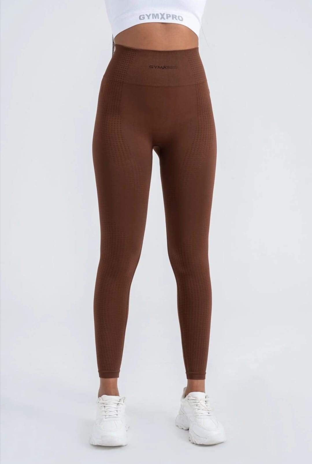 Brown Seamless Leggings - 8/9 Length with Push-Up Technology for Shaping Comfort