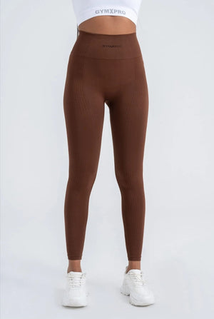 Brown Seamless Leggings - 8/9 Length with Push-Up Technology for Shaping Comfort