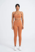 Orange Seamless 8/9 Length Leggings - Shaping Push-Up Technology