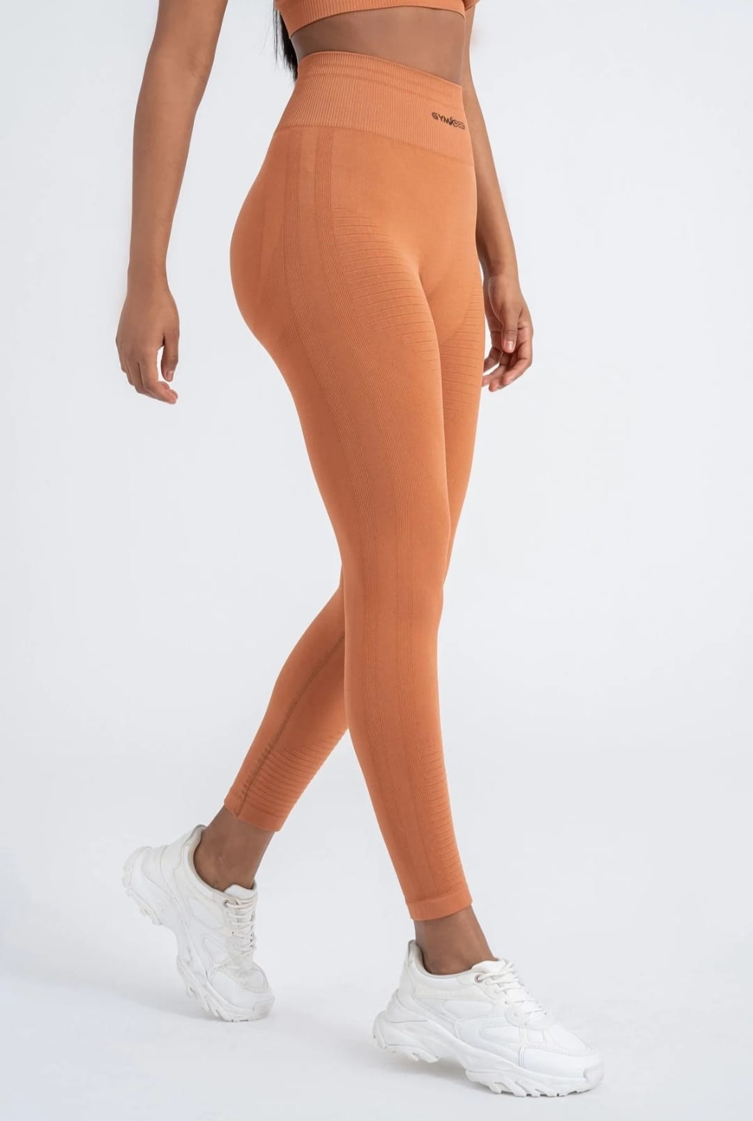 Orange Seamless 8/9 Length Leggings - Shaping Push-Up Technology