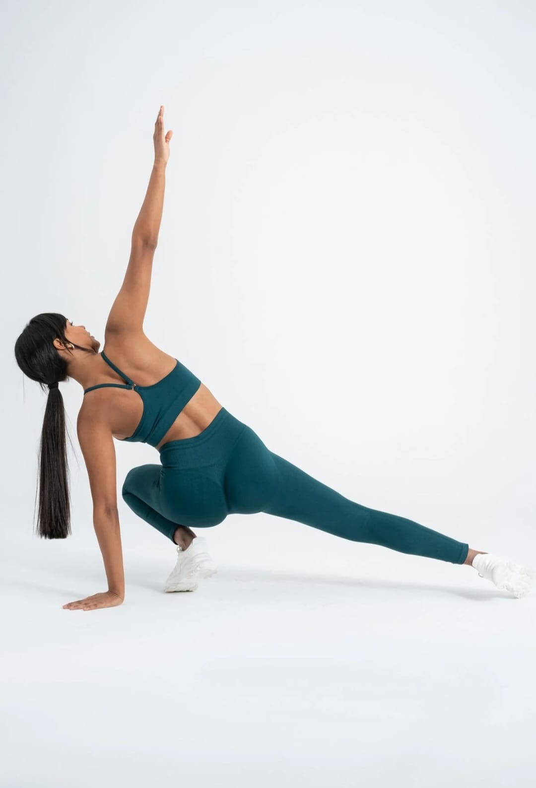 Petrol Green Shaping Seamless Leggings - 8/9 Length, High Stretch, and Push-Up Effect