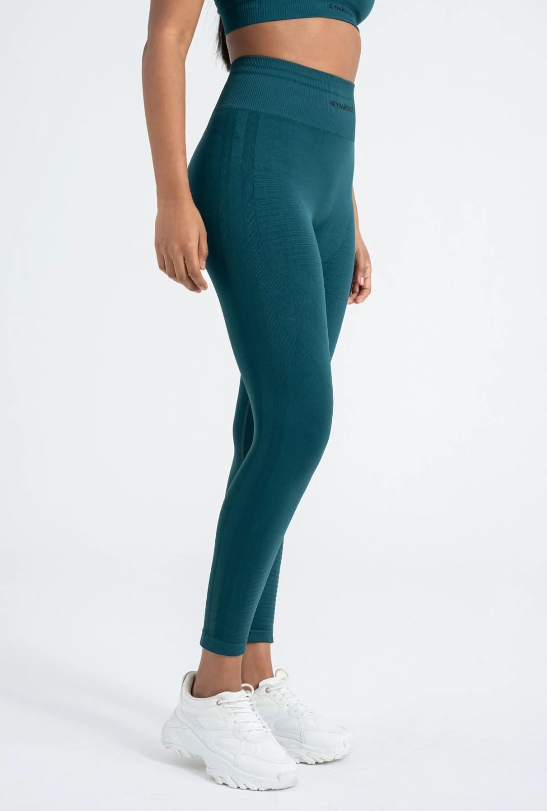 Petrol Green Shaping Seamless Leggings - 8/9 Length, High Stretch, and Push-Up Effect