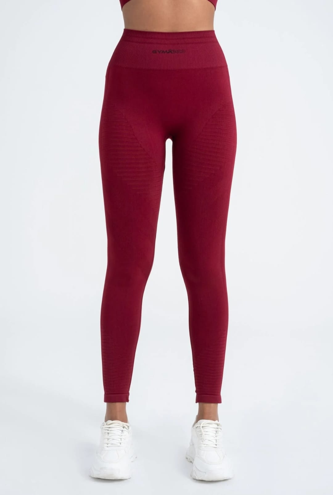 Burgundy Shaping Seamless Leggings - 8/9 Length, High Stretch, and Push-Up Effect