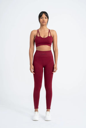 Burgundy Shaping Seamless Leggings - 8/9 Length, High Stretch, and Push-Up Effect