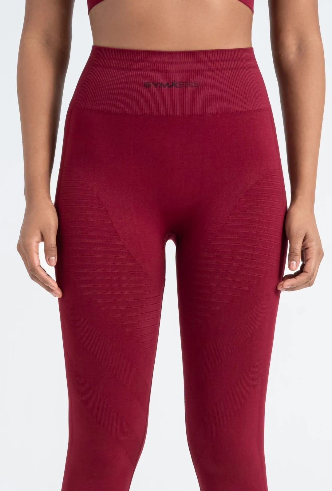 Burgundy Shaping Seamless Leggings - 8/9 Length, High Stretch, and Push-Up Effect