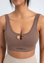 Milk Coffee Seamless Sports Bra - No Nipple Show, Stretchy, and Supportive