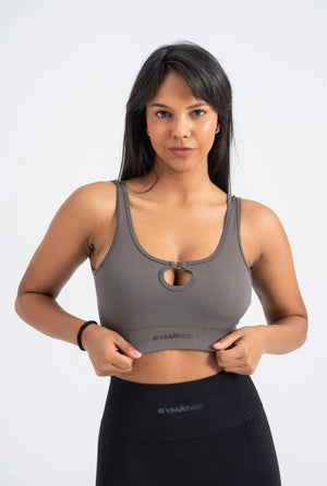 Cold Grey Sports Bra - Ultra Stretch, No Nipple Show, and Supportive Fit