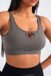 Cold Grey Sports Bra - Ultra Stretch, No Nipple Show, and Supportive Fit