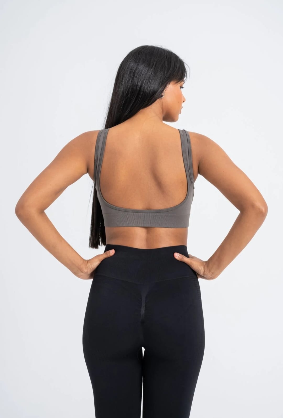 Cold Grey Sports Bra - Ultra Stretch, No Nipple Show, and Supportive Fit